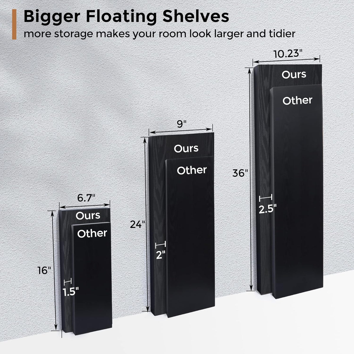 Estanterías Flotantes 2 Pack de Madera - 24 W x 9 D x 1.6 H