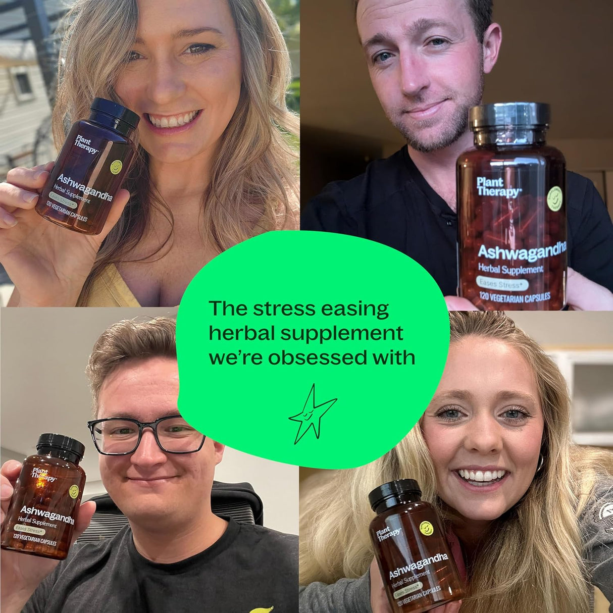 Suplemento de Ashwagandha, Plant Therapy, 120 Cápsulas Veganas