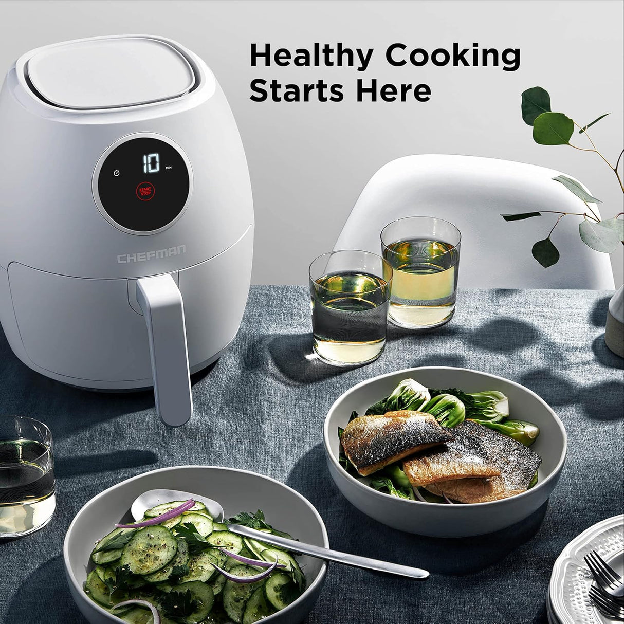 Freidora de aire CHEFMAN 3.7 Qt, digital, fácil de usar, BPA-free