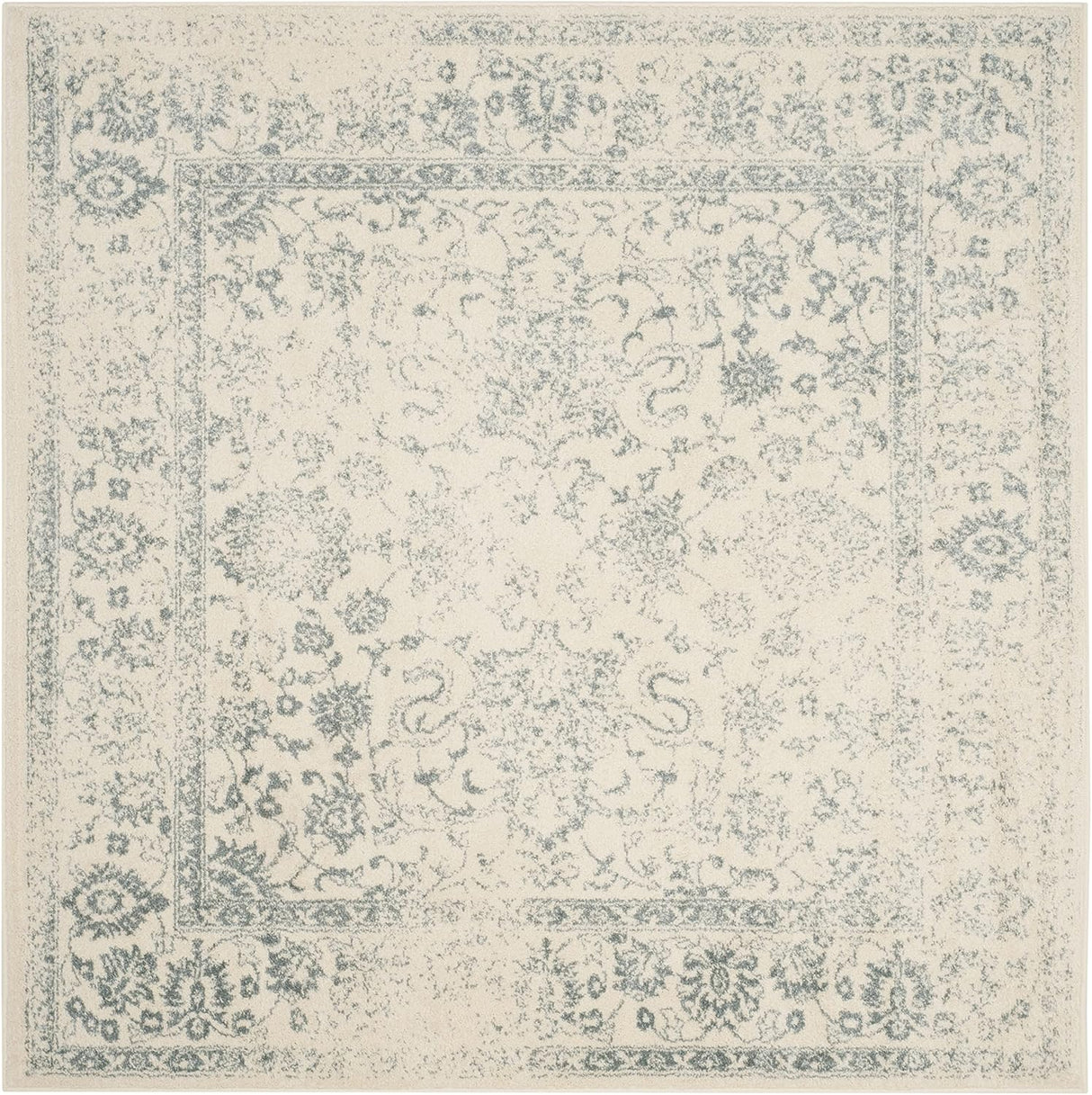 Alfombra de área cuadrada, diseño oriental desgastado, ADR109S