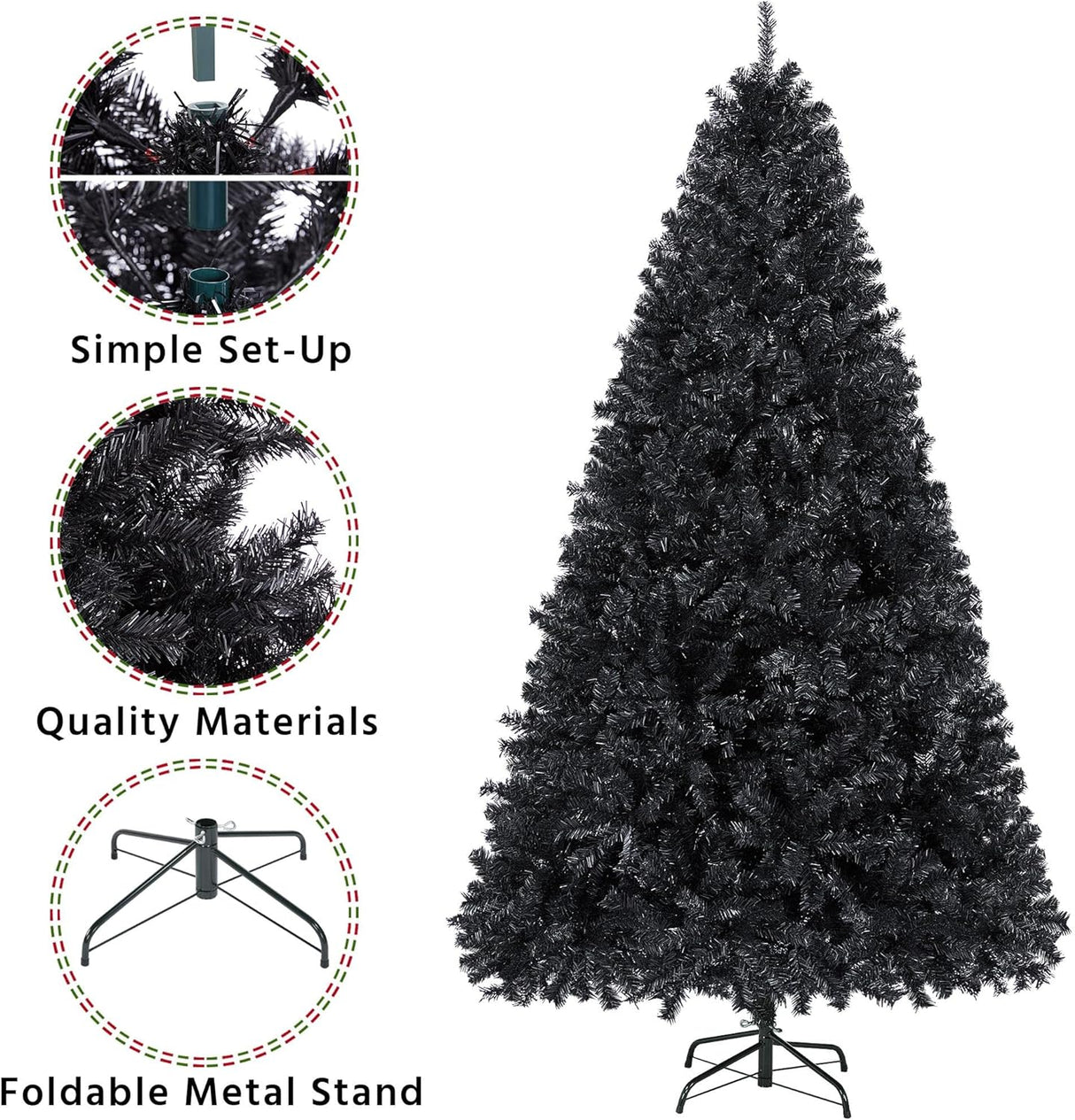 Árbol de Navidad Artificial de 6ft con 818 Puntas y Base Plegable