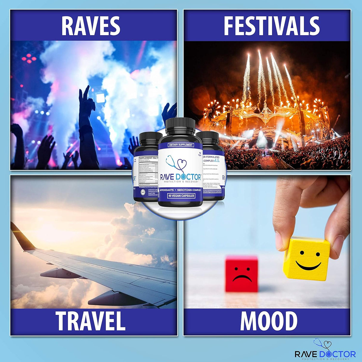 Suplementos Rave Vitamins Gear 5HTP Rave 60 capsulas