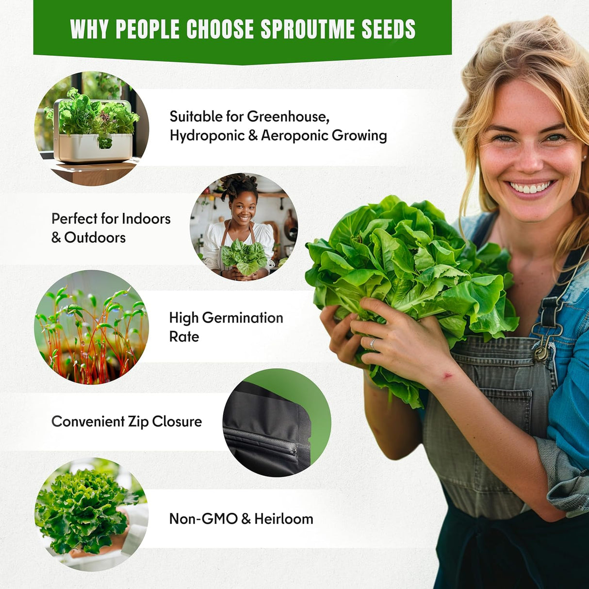 Pack de Semillas de Lechuga y Ensaladas - Variedad Heirloom 7300+