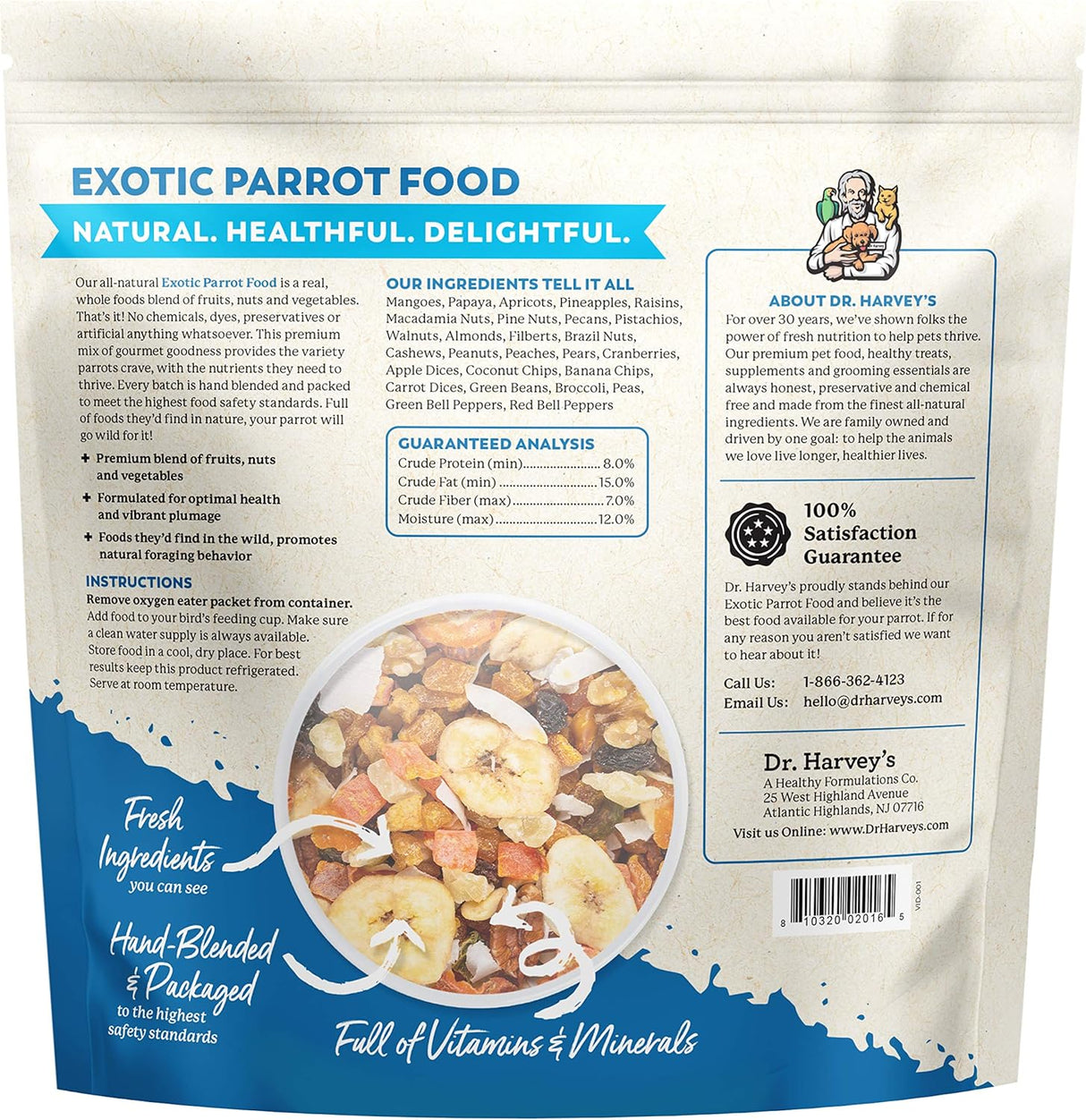 Dr. Harvey's Mezcla de loros exóticos de alimentos naturales