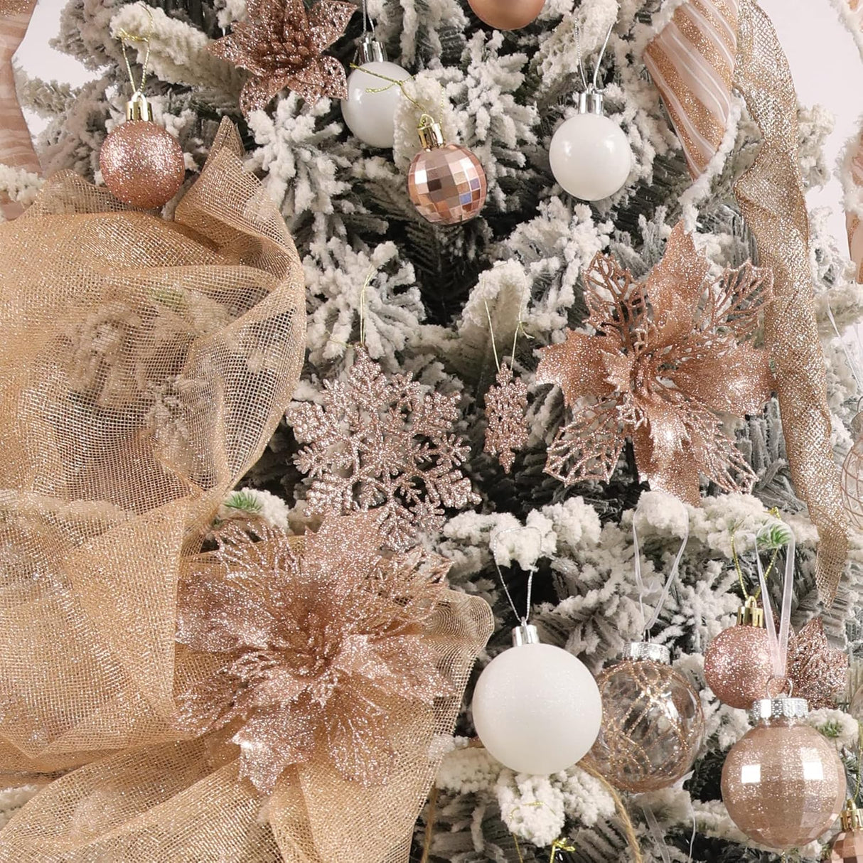 Flores Poinsettia Artificial 16 Pcs - Wironlst Decoraciones Navidad