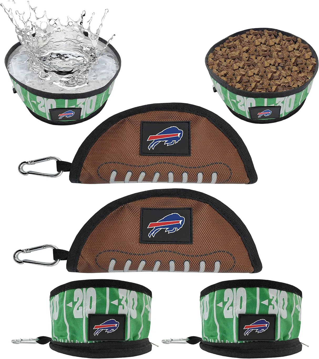 Conjunto de cuencos de viaje para perros NFL Bills, 2 piezas