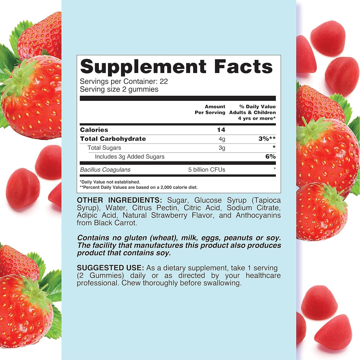 Suplemento gomita Probiótico para mujeres y hombres 44 unid