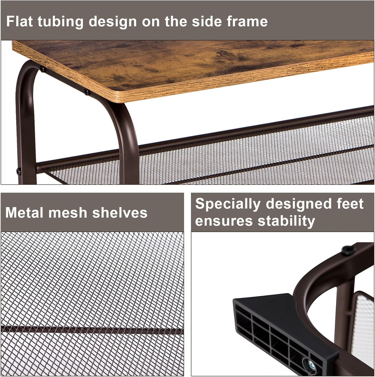 Banco de Zapatos VASAGLE, Estante 3 Niveles, Estilo Industrial