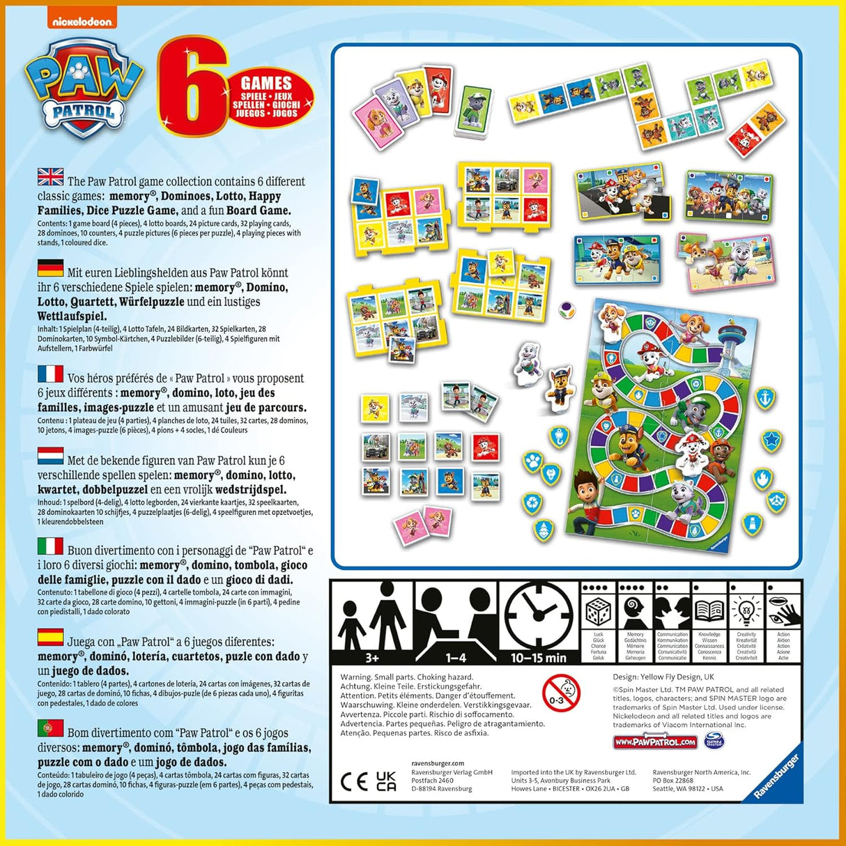 Compendio de Juegos Paw Patrol Ravensburger 6 en 1 para Niños