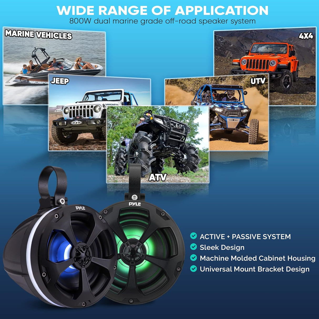 Parlantes todoterreno impermeables de 2 vías PYLE PLUTV55BTR