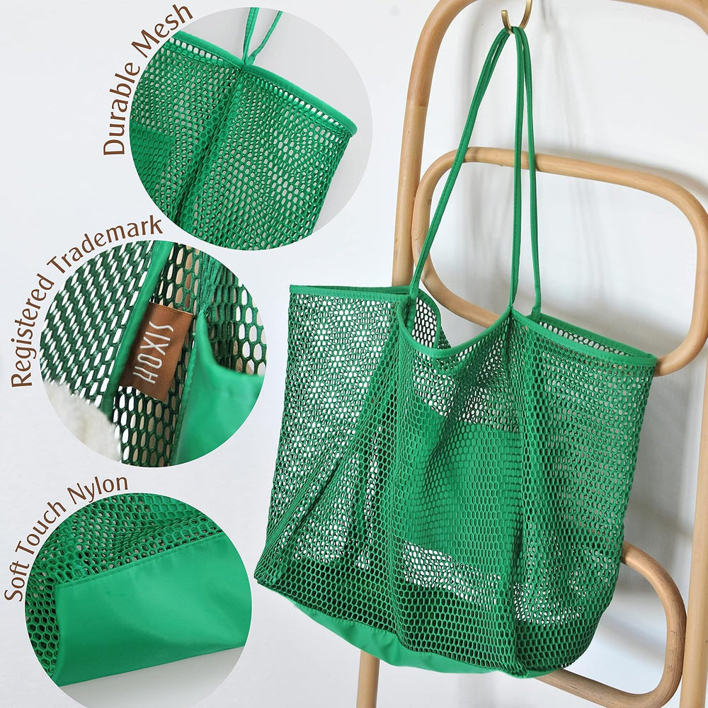 Bolsa de hombro para mujer de malla, para la playa