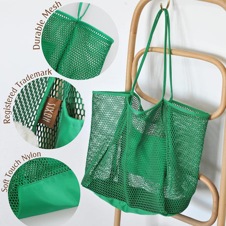 Bolsa de hombro para mujer de malla, para la playa