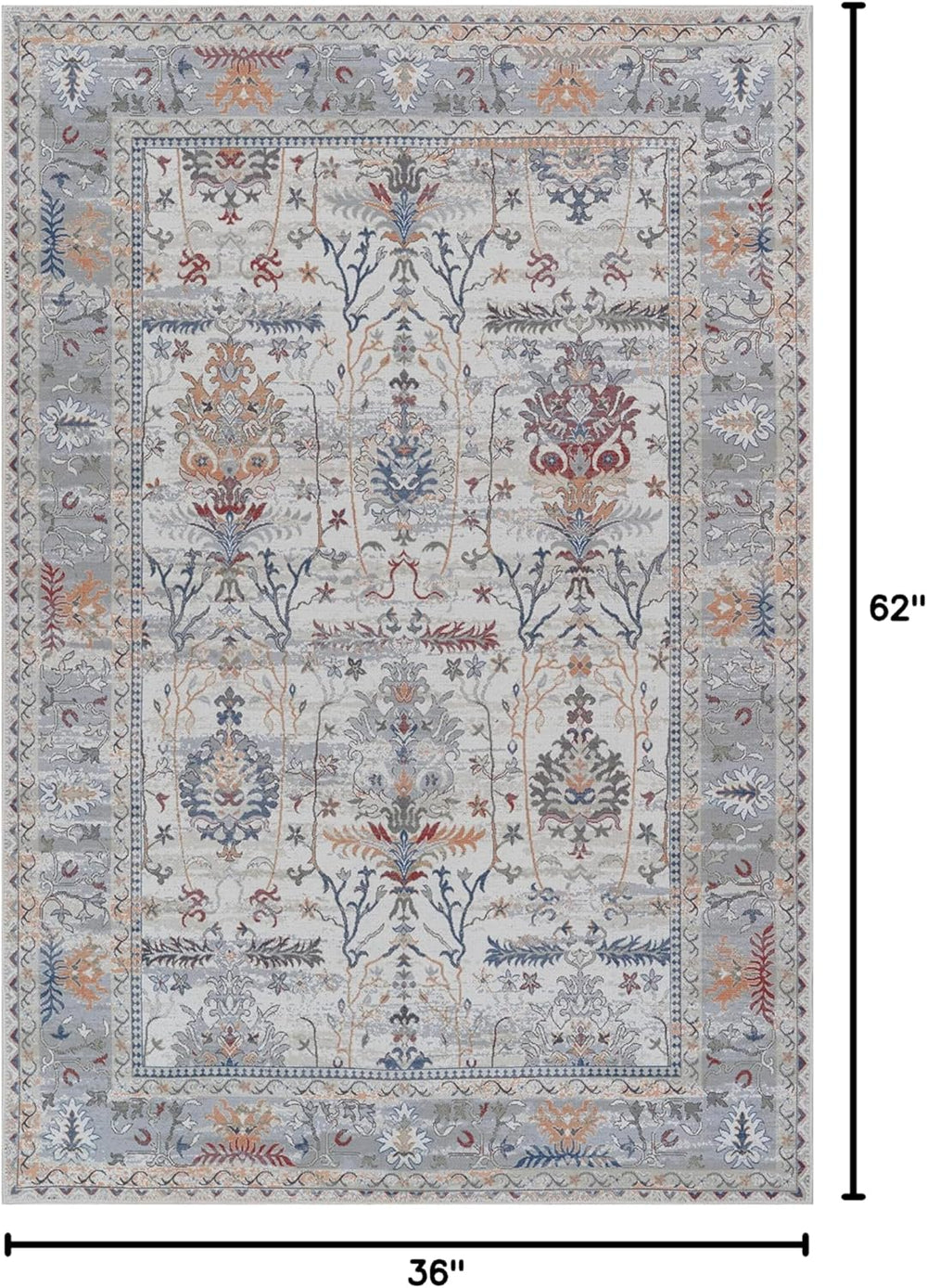 Alfombra Adiva 3x5 Lavable Antideslizante Vintage 3' x 5