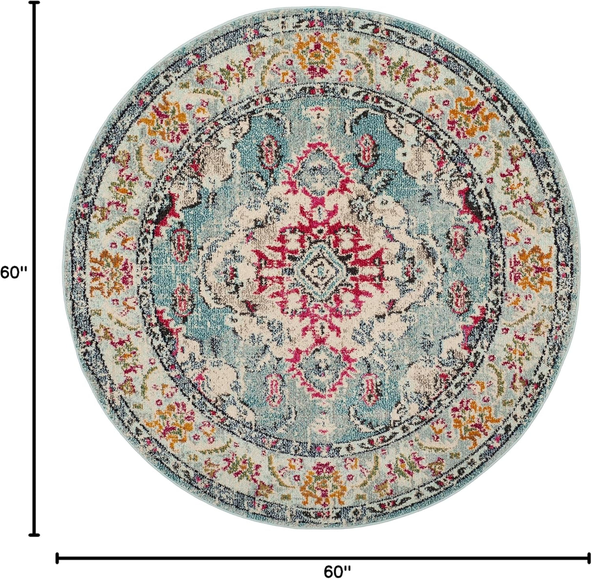 Alfombra redonda boho chic medallón desgastada MNC243J
