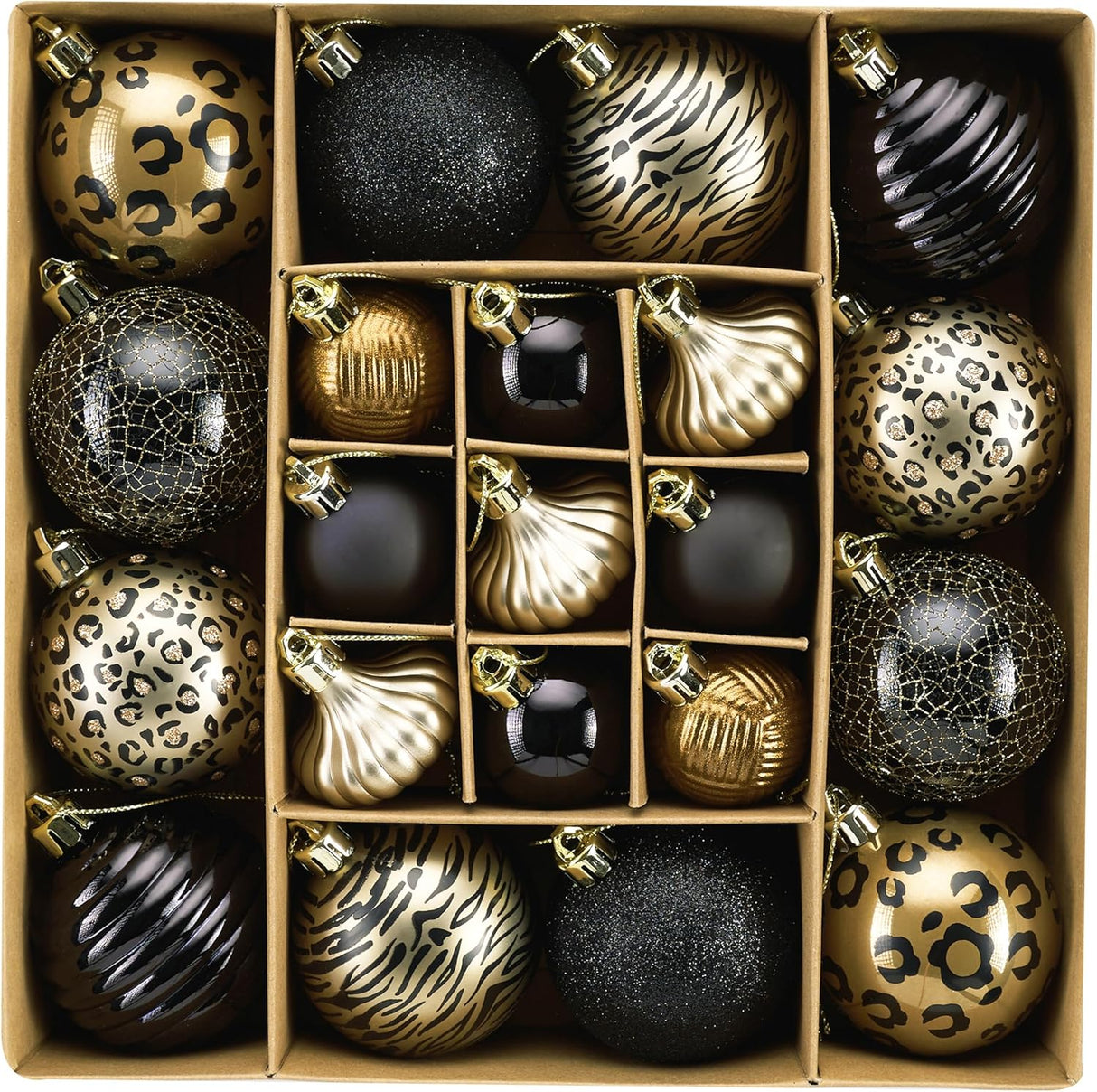Adornos navideños DecorbyHannah, 21 piezas, tema leopardo