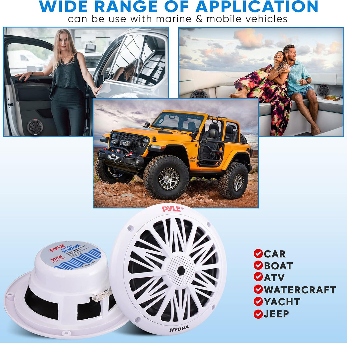 Parlantes marinos de 200 vatios PYLE PLMR6KW