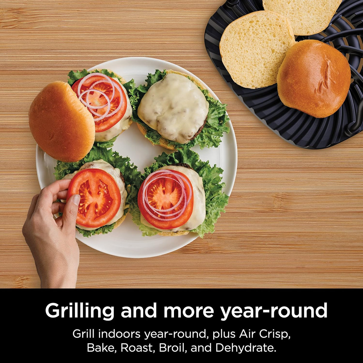 Parrilla de interior 6 en 1 con freidora de aire