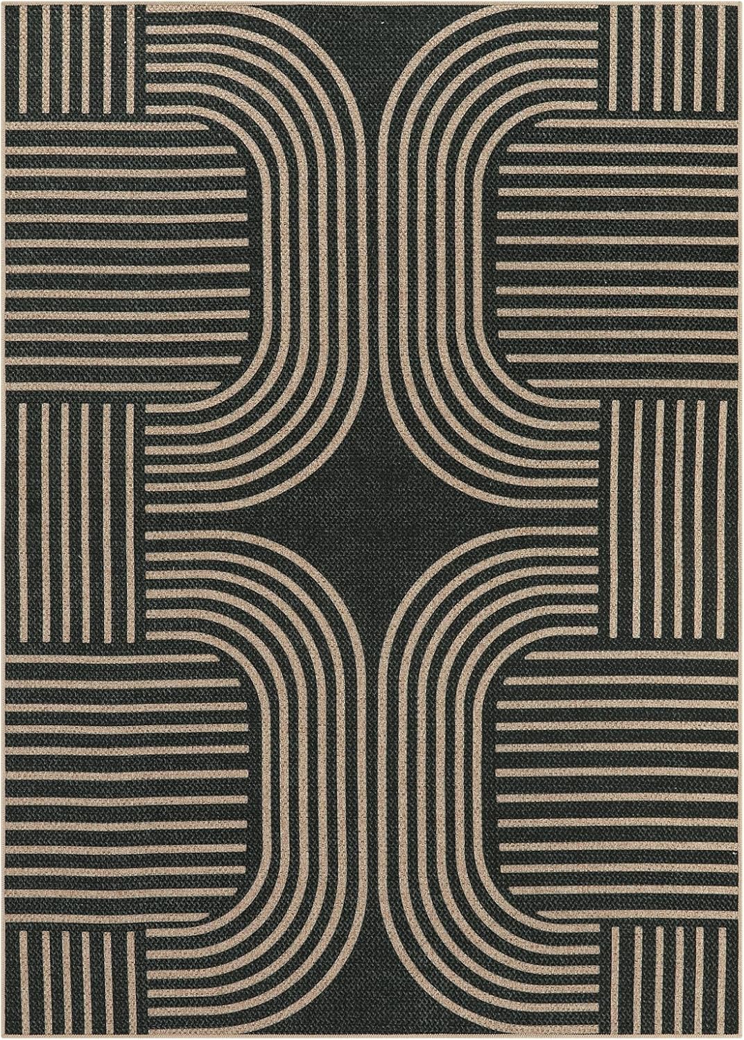 Tapete moderno geométrico de yute para exteriores Lahome