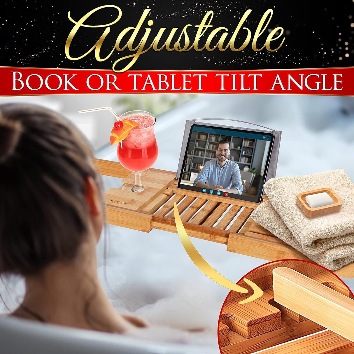 Organizador de bañera de bambú SERENELIFE SLBCAD29N