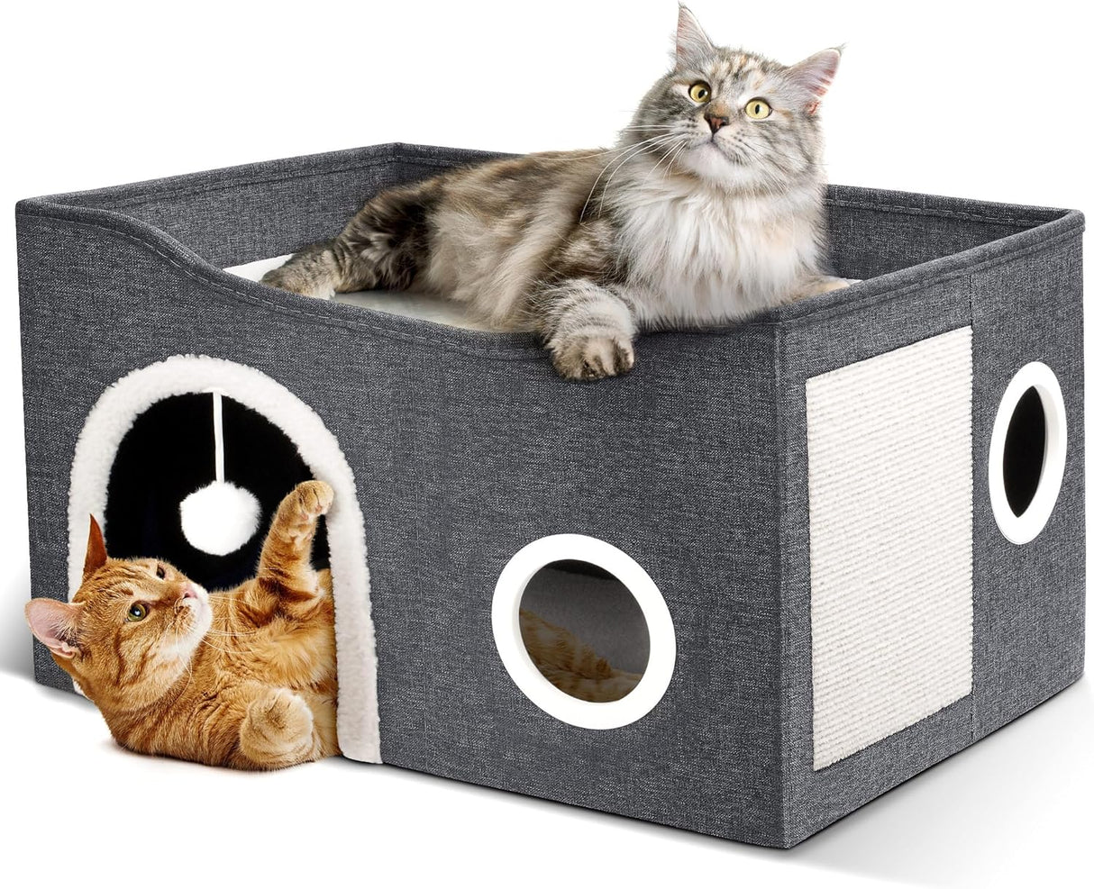 Casa para Gatos Heeyoo - Cueva Grande con Rascador y Pelota