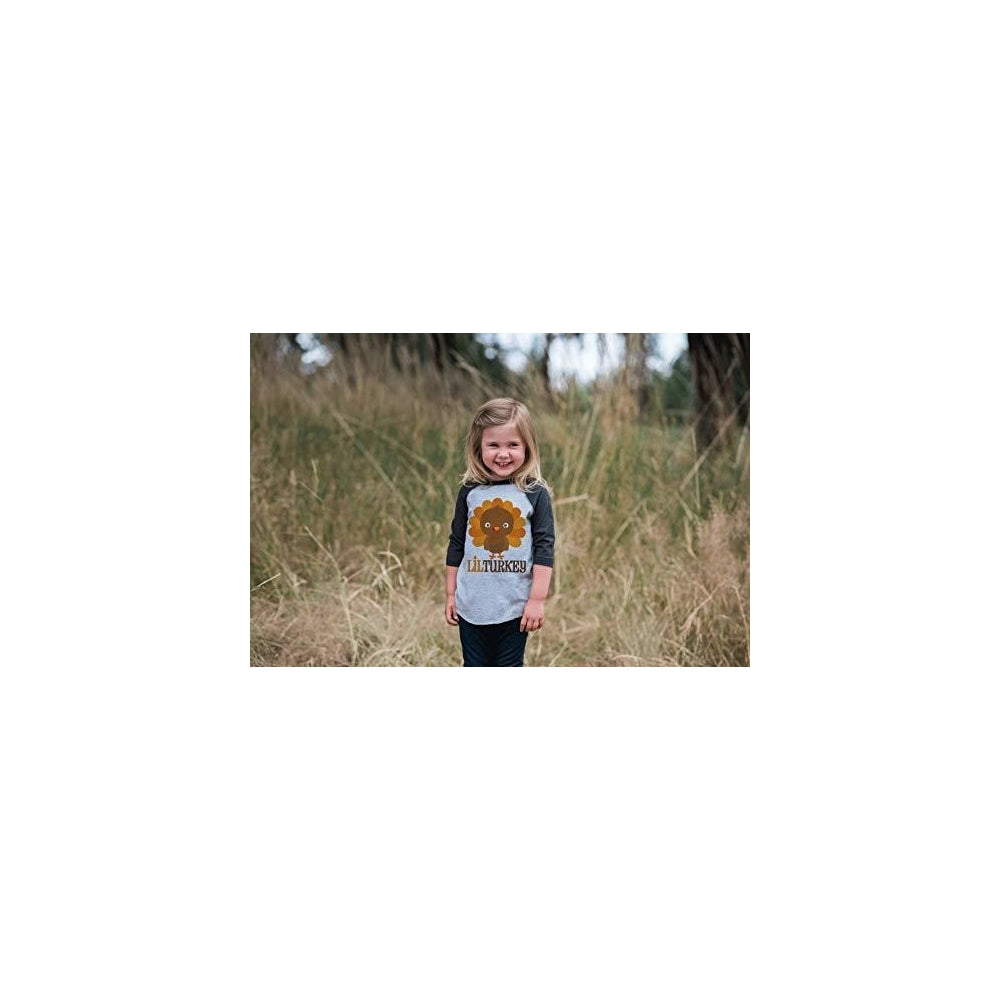 Camisa estilo raglán gris para bebé, diseño de pavo pequeño