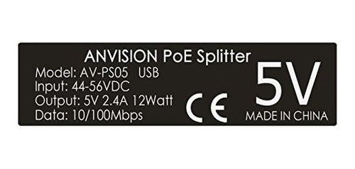 Anvision 4-pack Active 5v 2.4a Poe Splitter Adaptador
