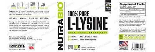 lisina en polvo NutraBio 17.64 oz aminoácido
