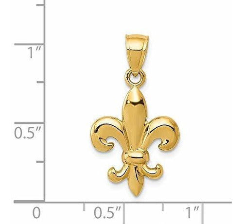14k Oro Amarillo Flor De Lis Colgante Collar Encanto Joyería