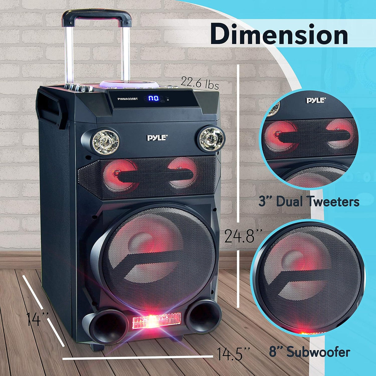 Parlante Portátil  con Bluetooth PYLE-PRO PWMA335BT