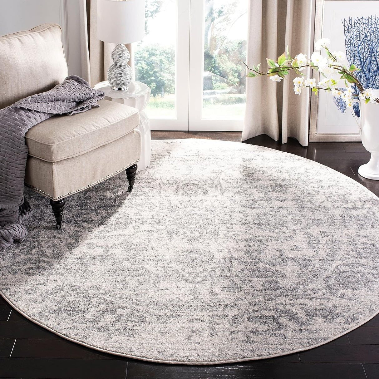 Alfombra redonda oriental medallón de copo de nieve MAD603G