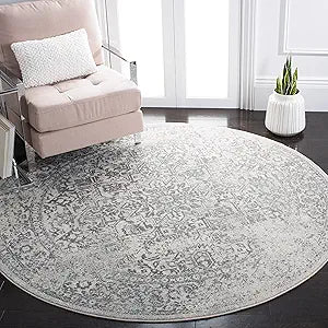 Alfombra redonda oriental desgastada EVK256F para sala y entrada