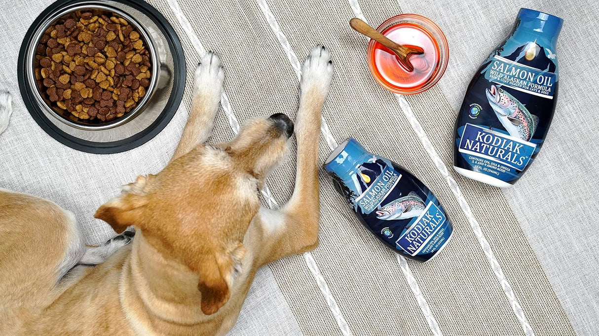 Fórmula de aceite de salmón salvaje de Alaska de 8 onzas para perros y gatos, una mezcla equilibrada de aceites de pescado puros con EPA y DHA de peces capturados en la naturaleza.