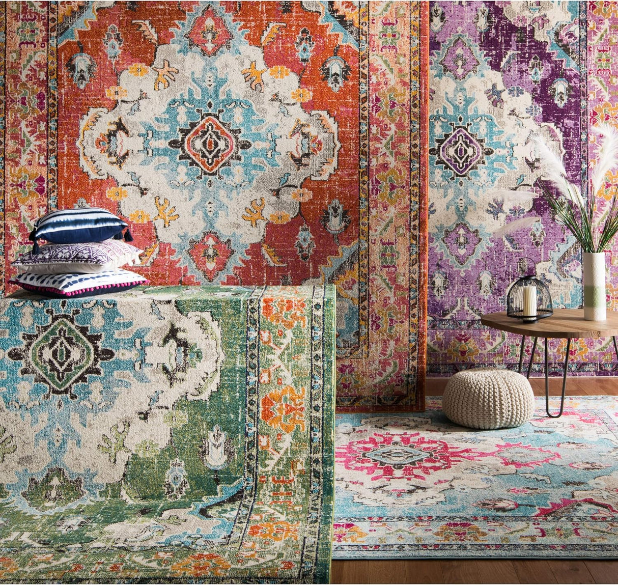 Alfombra de área XL - Diseño de medallón, fácil cuidado, MNC243H