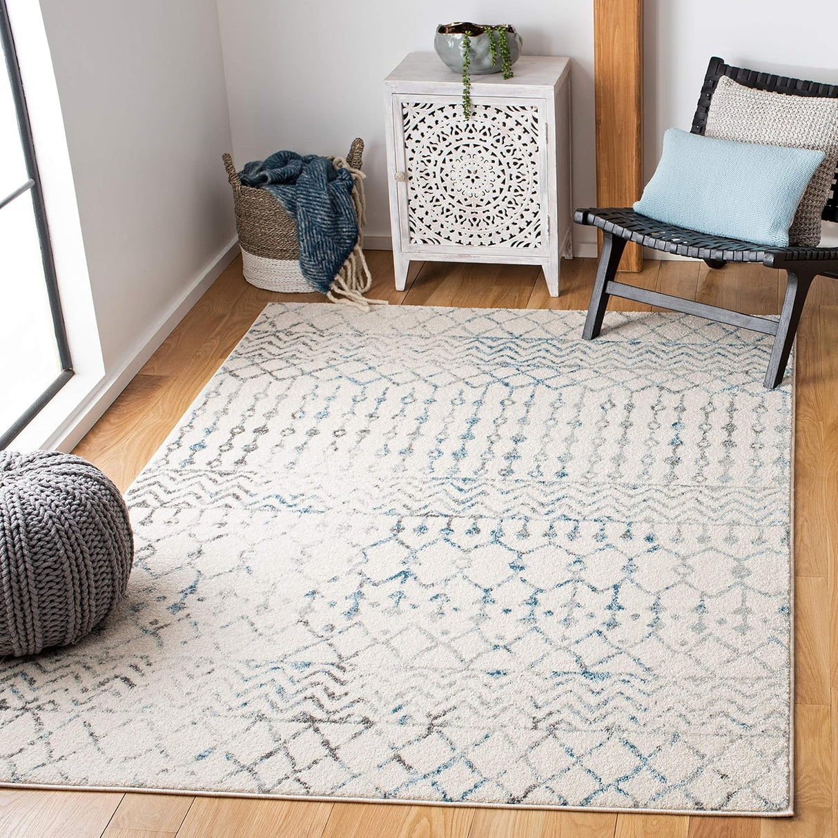 Alfombra X-Large Diseño Boho Marroquí, Ideal para Áreas de Tráfico