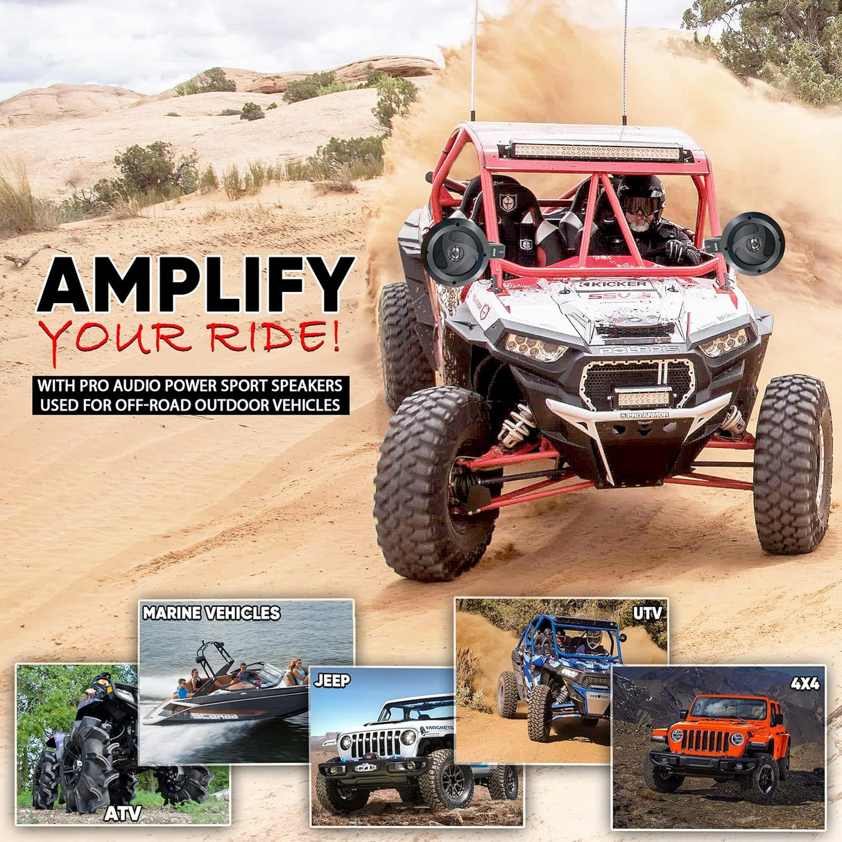 Parlantes todoterreno dobles de 2 vías PYLE PLUTV40BK