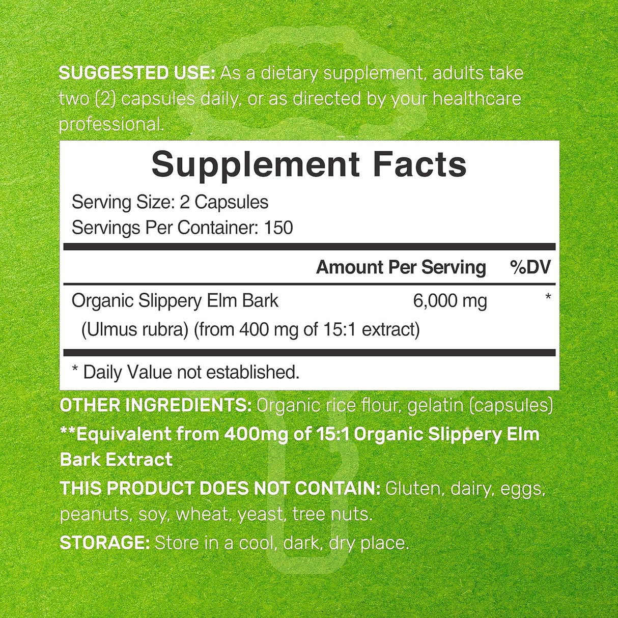 Suplemento de Úlmus con Cápsulas 6,000mg, 300 pzas