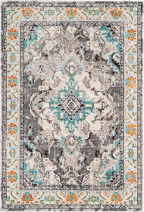 Alfombra de Área Medallón Boho Chic, Diseño Distinguido, MNC243G