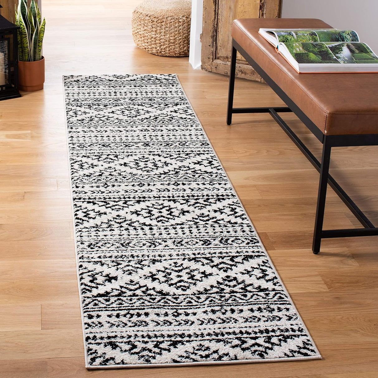 Alfombra Runner Tulum - Diseño Tribal Boho, Fácil Cuidado, TUL272B