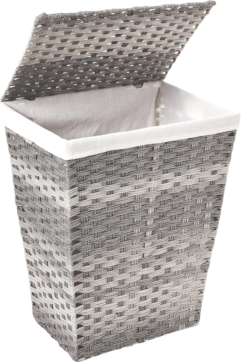 Cesto para ropa sucia con forro y tapa, gris lavado
