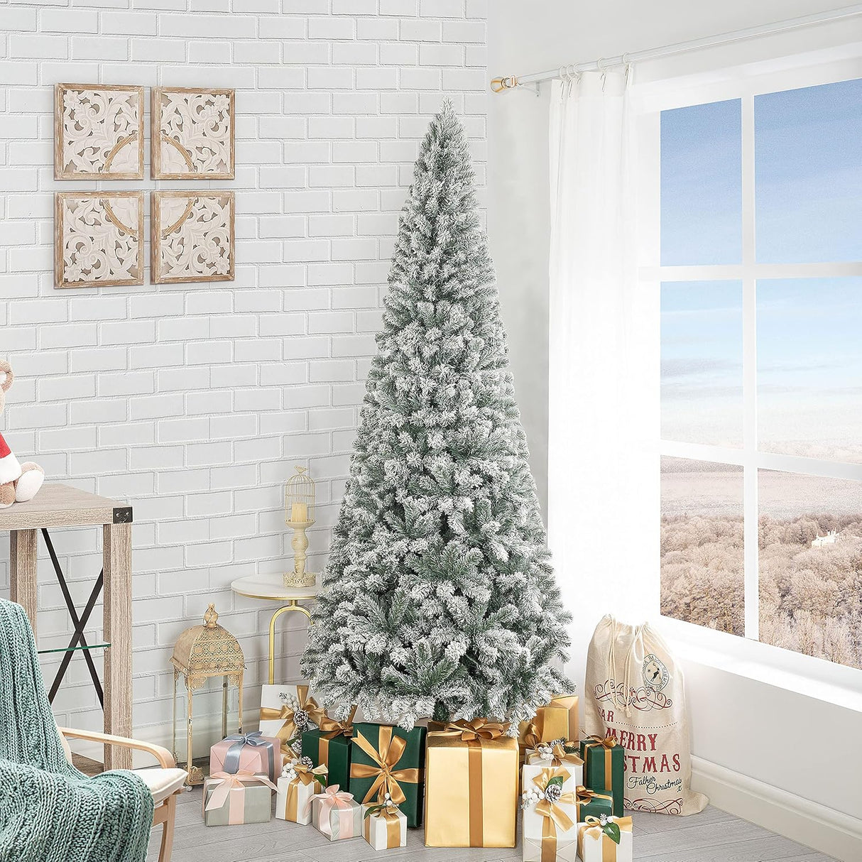 Árbol de Navidad Artificial 6.5ft Naomi Home, 250 luces, modelo Salzburg
