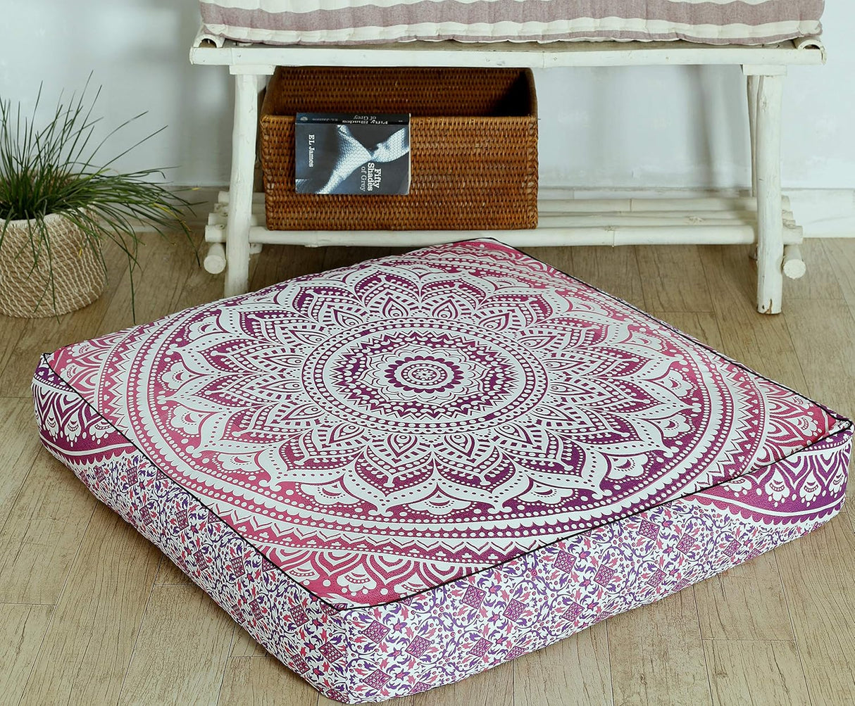 Popular Handicrafts - Cojín redondo diseño de mandala estilo hippie para suelo
