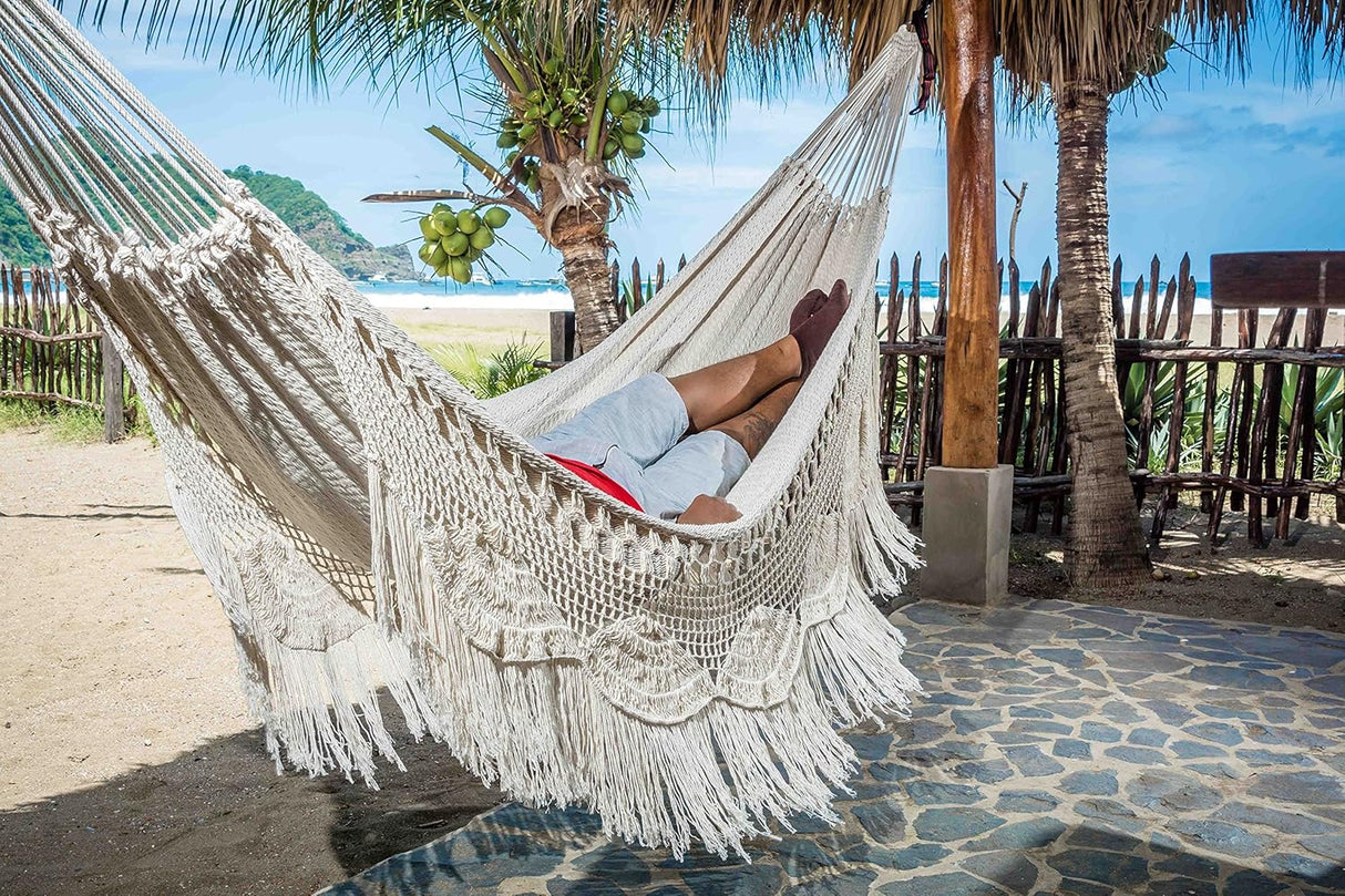 Hamaca Maya Hecha a Mano, 100% Algodón, Matrimonial, King