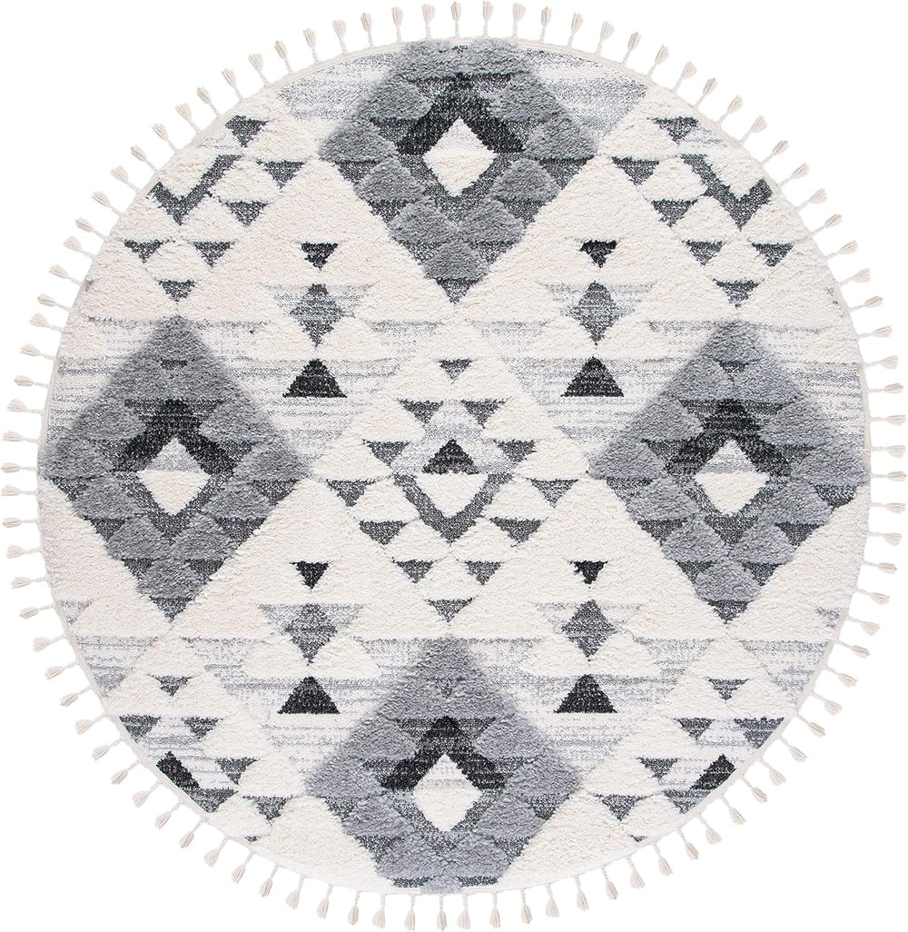 Alfombra Redonda Shag Marroquí 8', Diseño Boho, MTS688F