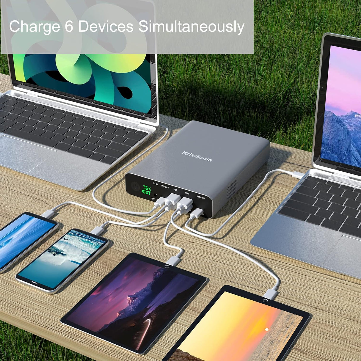 Cargador portátil de 64000 mAh PD de 100 W USB C d