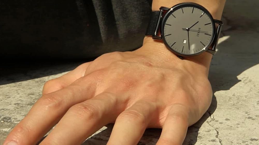 BUREI - Reloj de pulsera analógico para hombre con fecha