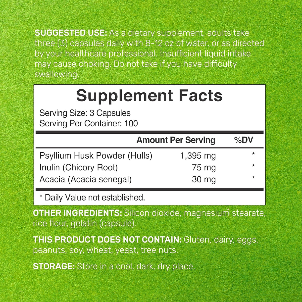 Fibra de cáscara de psyllium complejado con inulina y acacia