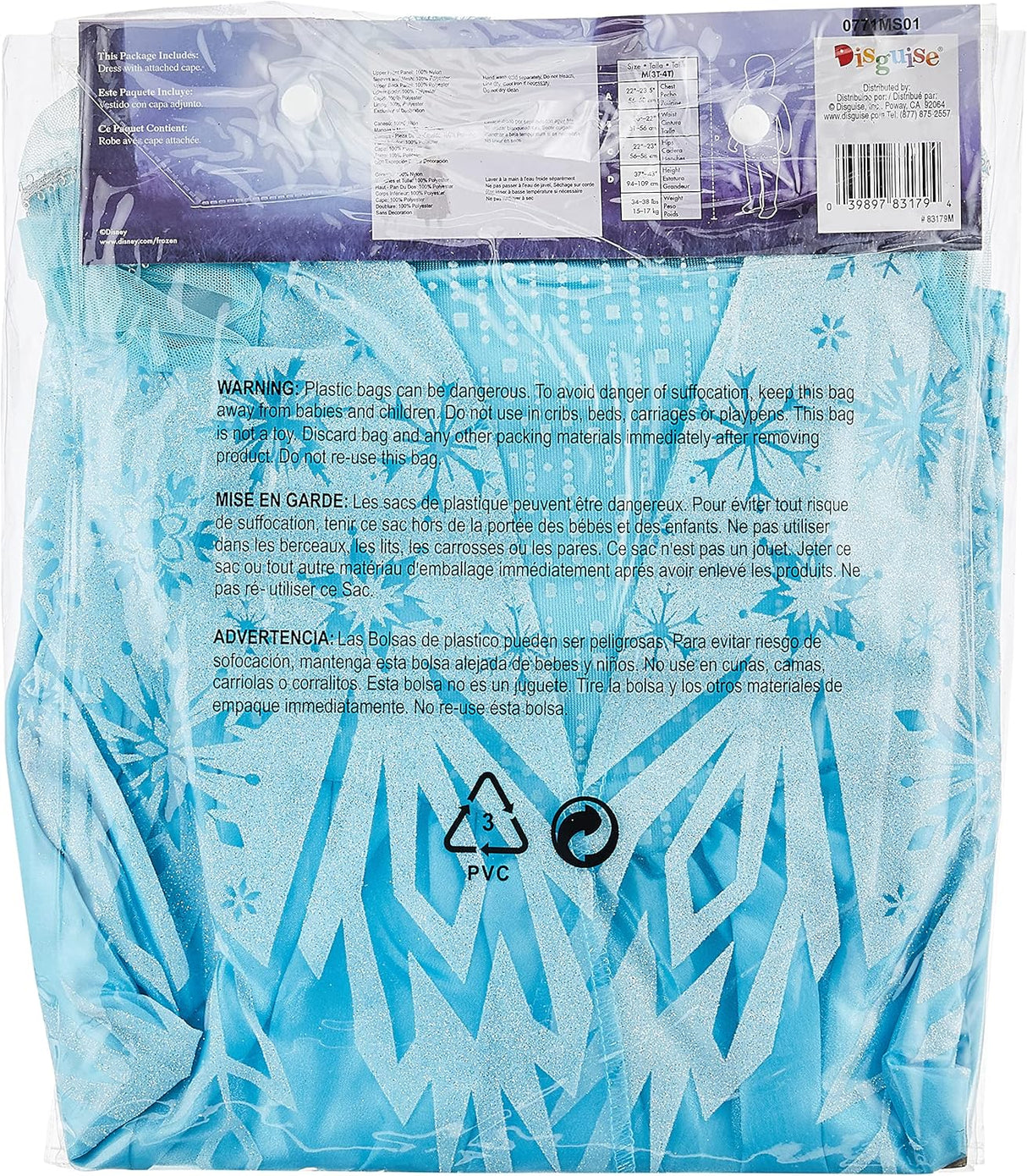 Disfraz de Elsa clásico para niñas pequeñas M (3T-4T)