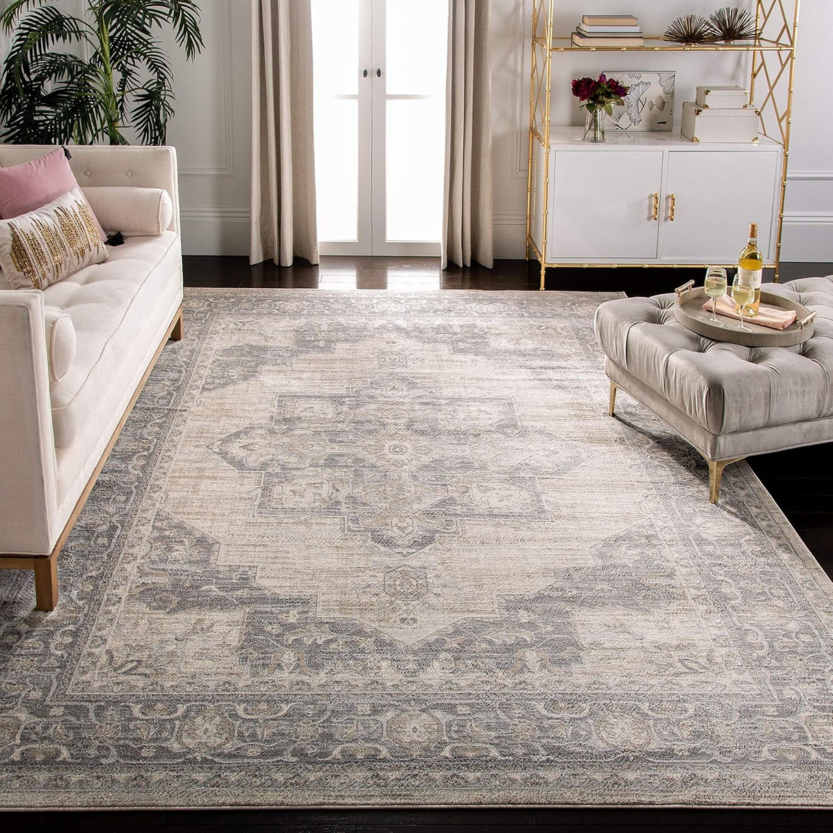 Alfombra de área cuadrada, diseño de medallón, modelo BNT865A