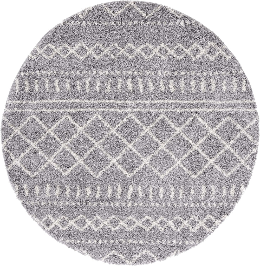 Alfombra redonda de 8' estilo marroquí, 1.6 de grosor, ASG741G