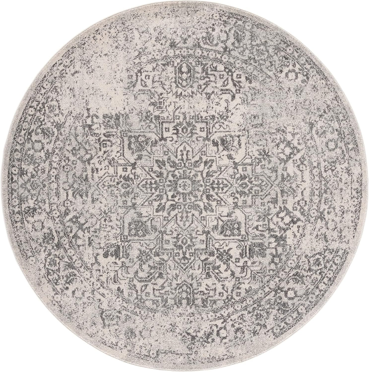 Alfombra redonda oriental desgastada EVK256F para sala y entrada